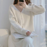 Women Knitwear Autumn and Winter V-neck Sweater Loose Knitted Cardigan
