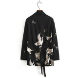 Women Suits Crane Print Blazer Culottes Wide Leg Pants Suit