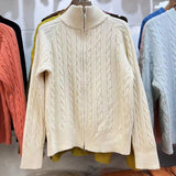 Women Knitted Cardigan Vintage Double Zipper Knitted Cardigan Casual Sweater