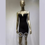 Women Dresses Sexy Black Bandage Dress Circle Skirt Slim Party Dress (Ont0408)