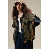 Unisex Jacket Washed Denim Jacket Casual Loose Lapels Overalls