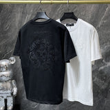 Ch hip-hop t shirts american ch crow asymmetrical horseshoe embroider short-sleeved loosecasualpure cottonheavy weight high street couple casual