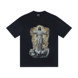 saint m t shirts s.m character & letter graphic crew neck short sleeve tee