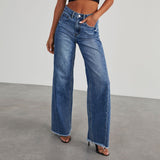 Women's pants - cross-border amazon, independent website, foreign trade women's denim jeans - washed denim wide leg pants