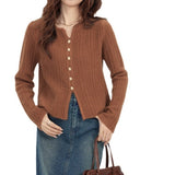 Women Knitted Pullover Autumn Slim-Fit Long-Sleeved Jacket