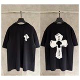 Ch hip-hop t shirts ch kevin cross patch embroiderloosecasualpure cotton american heavy weight short sleeve trendy