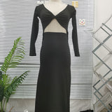 Women Dresses Fall Hollow Backless Dress (Bla0420)
