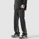 Men Jeans Spring Loose Wide Leg Pants Straight-Leg Pants
