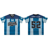 American badge number retro rugby jersey color block mesh breathable v neck short sleeve trendy t