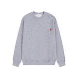 Ami aheoineloveembroideramericancasualtopslooselong sleevescouplesweatshirtround neckfall and winter