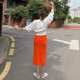 Women Dresses Spring and Autumn Slim Fit Split Casual Knitted Dress