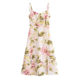 Women Dresses Summer Vintage Floral Sexy Sling Dress (Xds0414)