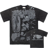 Hip-hop t-shirts: american high street hip-hop character & letter print, vintage washed & distressed, streetwear oversized short sleeve tee