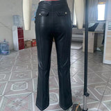 Women Sweatpants Autumn and Winter PU Trousers Straight Women's Pants