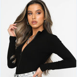 Women Jumpsuit Autumn and Winter Long Sleeve T-shirt Stand-up Collar Slim Fit Jumpsuit