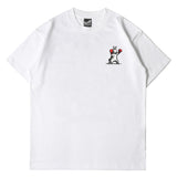 Hip-hop t-shirts: american high street style, short sleeve, cute boxing rabbit cartoon print, loose fit, crew neck, trendy short sleeve tee