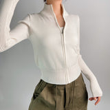 Women Sweater Knitwear Turtleneck Zipper Knitted Cardigan Coat Sweater
