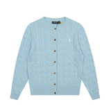Macaron color rl ralph pony casualsweetcardigan women's fall and winter dopamine round neck cardiganknitting wool sweater