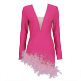 Women's Evening Dress Bandage One-Piece Dress Long Sleeve Short Dress