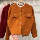 Women Knitted Cardigan Female with Hearts Button Coat