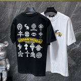 Ch hip-hop t shirts ch crow sanskrit logo seal roller engraving film loosecasualpure cotton american heavy weight short sleeves