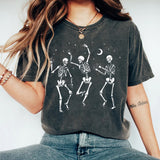 Washed Vintage Cotton Halloween Skull Halloween Print Street Vintage T-Shirt