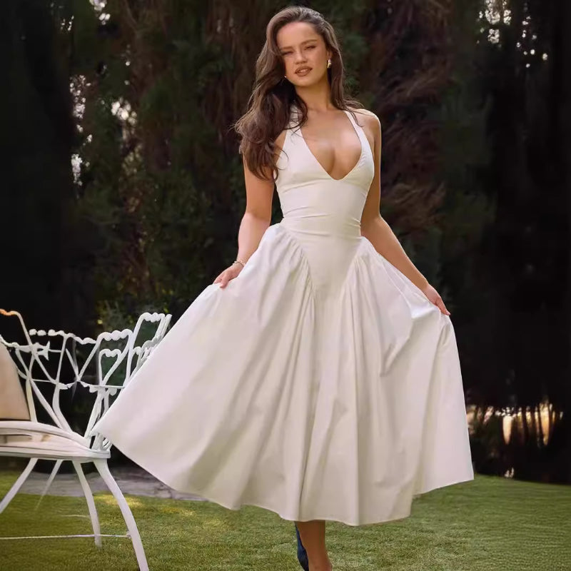 Party Dresses Summer Sexy Neck Slim Back Dress