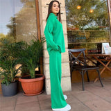 Ladies Leisure Knitwear Polo Collar Sweater Suit Casual Knitted Two-Piece