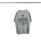 Ch hip-hop t shirts high version ch heavy industry printing horseshoe cross sanskrit letter short-sleeved t-shirt men's t