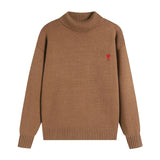 Ami araunriffall and wintertopspullover wool couplelong sleevesloose big heart high collar knitting shirt