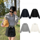 Rlraf pony lapel zipper cardiganknitting woolen sweatercasualsweetcardiganloosecasual women's fall and winter
