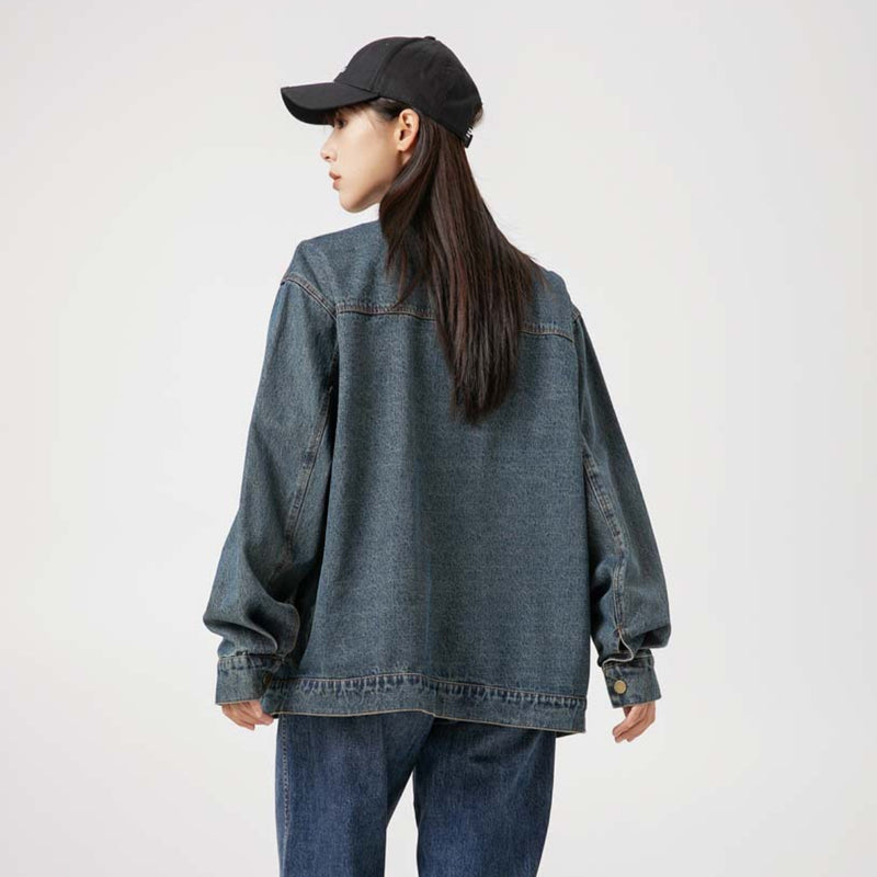 Unisex Jacket Autumn Retro Washed Jeans Jacket