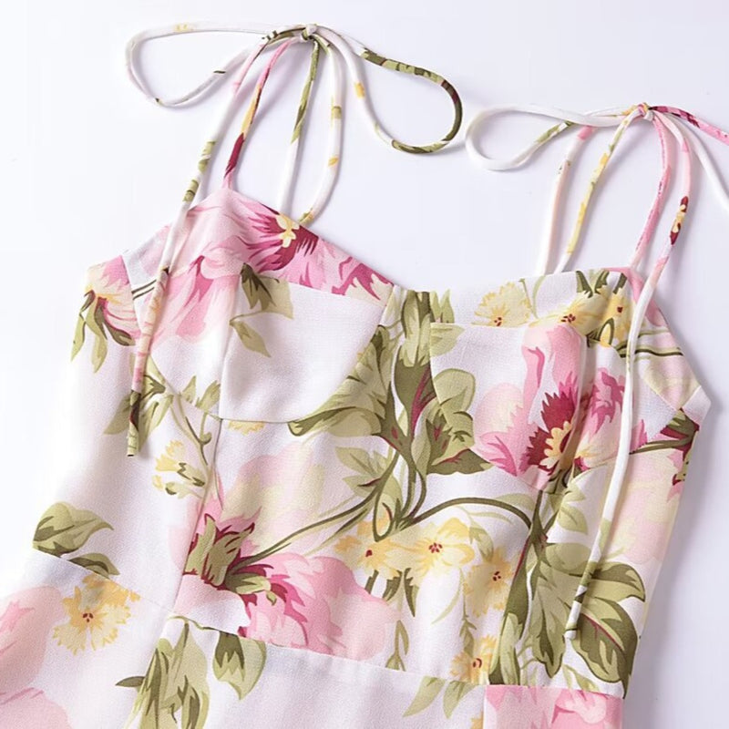 Women Dresses Summer Vintage Floral Sexy Sling Dress (Xds0414)