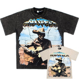 Hip-hop t shirts american retro skull guitar other printing washed old retro rock loose short-sleeved t-shirt tee