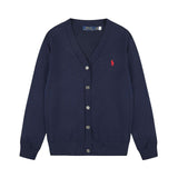 Macaron-colored little marafon rl knit cardigan - couple's v-neck wool top, relaxed fit outerwear for autumn and winter