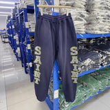 Saint m t pants s.m letter print washed vintage elastic waist trousers