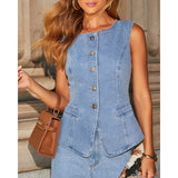 Women's pants: factory direct, cross-border, american-style solid color loose fit fashion long sleeve denim set, european and american style wide leg pants
