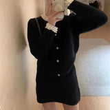 Women Knitwear Autumn and Winter round Neck Sweater Loose Knitted Cardigan