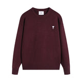 Ami araunriffall and winter couplelong sleevesheart jacquardtopswool sweater round neck knitting shirt