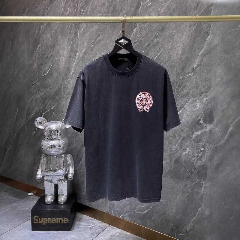 Ch hip-hop t shirts ch short-sleeved graffiti big horseshoe hand-painted washed short-sleeved american casual high street