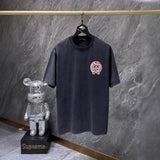 Ch hip-hop t shirts ch short-sleeved graffiti big horseshoe hand-painted washed short-sleeved american casual high street