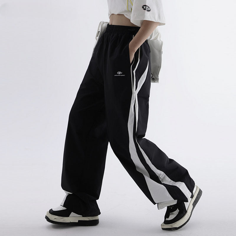 Women Sweatpants Vintage Sports Trousers Loose Wide-Leg Straight Pants Men and Women