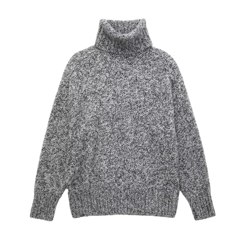 Women Sweater Knitwear Autumn and Winter Loose Turtleneck Retro Twist Knitted Top