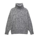 Women Sweater Knitwear Autumn and Winter Loose Turtleneck Retro Twist Knitted Top