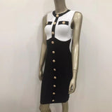 Women Dresses Black and White Single-Breasted Sheath Dress (Ont0408)