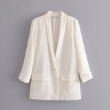 Women's Suits Apricot Blazer Women's Spring and Autumn Casual Suit Top