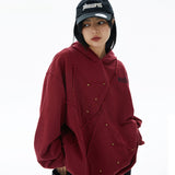 Men Hoodie Vintage Distressed Affixed Cloth Embroidered Couple Hooded Sweater