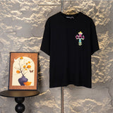 Ch hip-hop t shirts ch short-sleeved american pixel style mosaic heavy industry embroider distressed short-sleeved round neck t-shirt high street