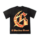 Hip-hop t-shirts: american streetwear retro cloud skull letter print washed vintage trendy short sleeve tee