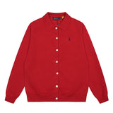 Dopamine macaron color autumn/winter rl small malafit polo collar knit cardigan women's couple's wool sweater